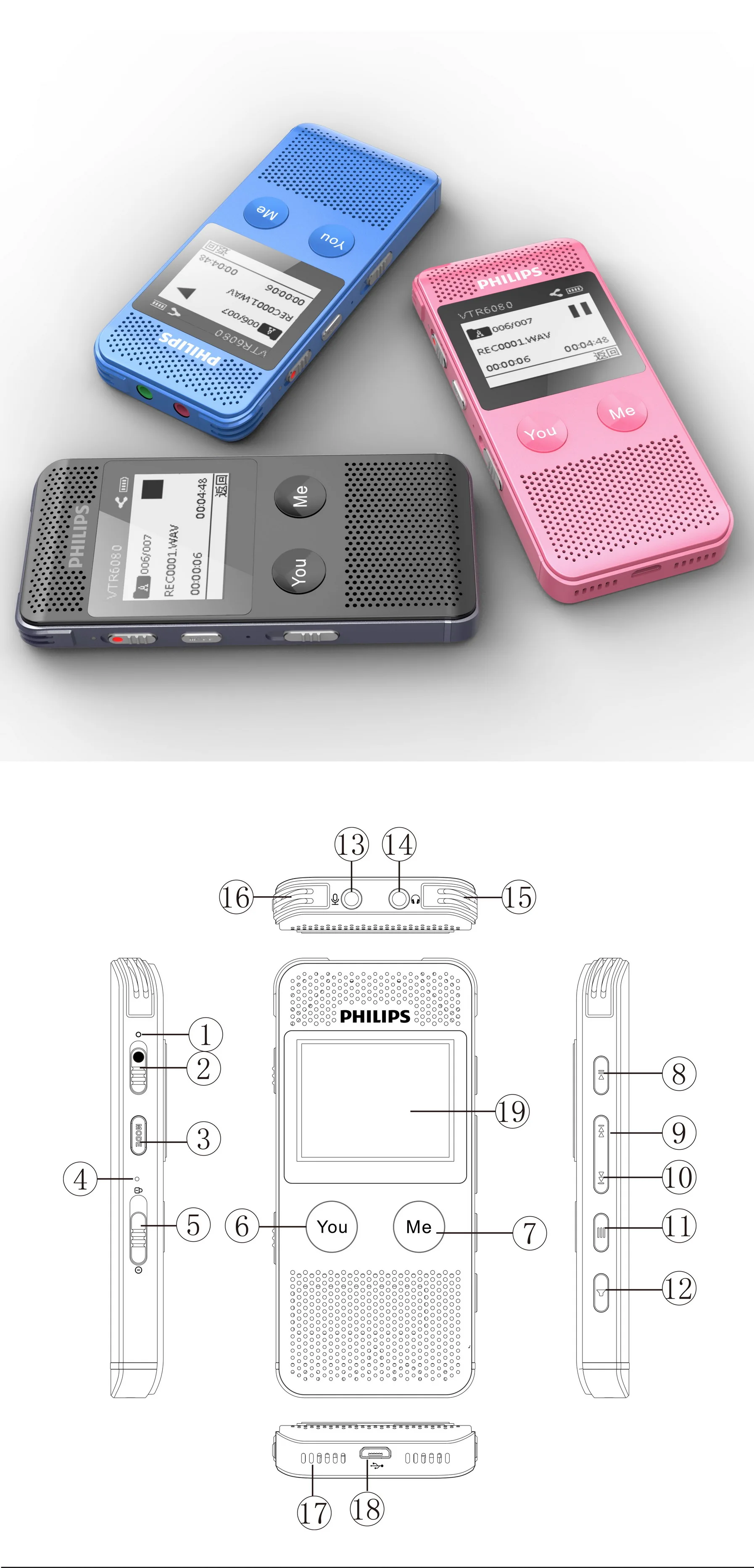 Philips портативный Wi-Fi Цифровой язык мгновенный голосовой переводчик устройство перевод