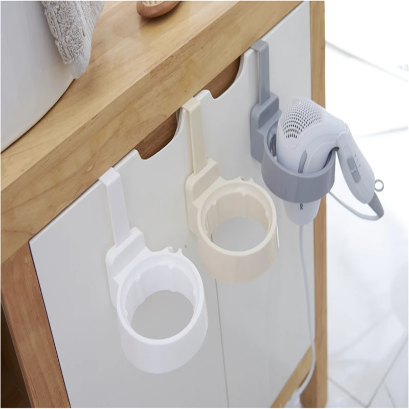 

1Pc Hair Dryer Rack Creative Bathroom Cabinet Door Back Punch-free Storage Rack Bathroom Hair Dryer Rack Hanging Nail-free Rack
