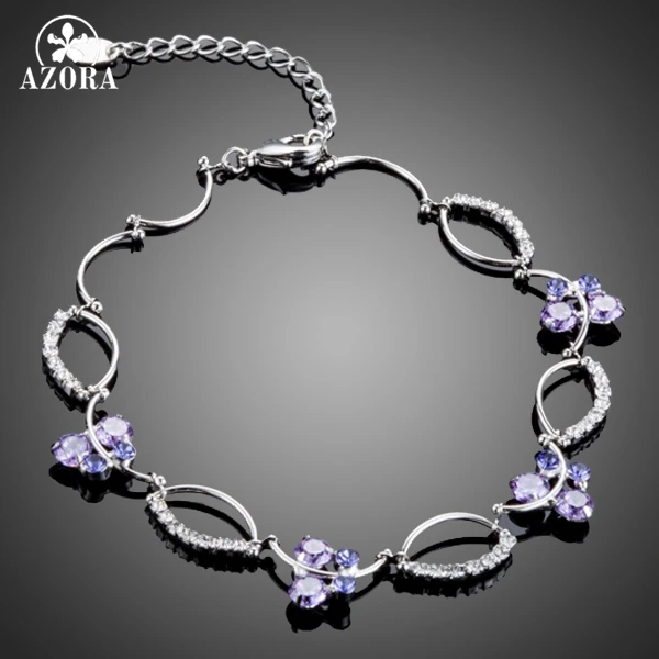 

AZORA Elegant Fashion Bracelet for Women With Purple CZ & Micro Clear CZ Paved Bracelet TS0109