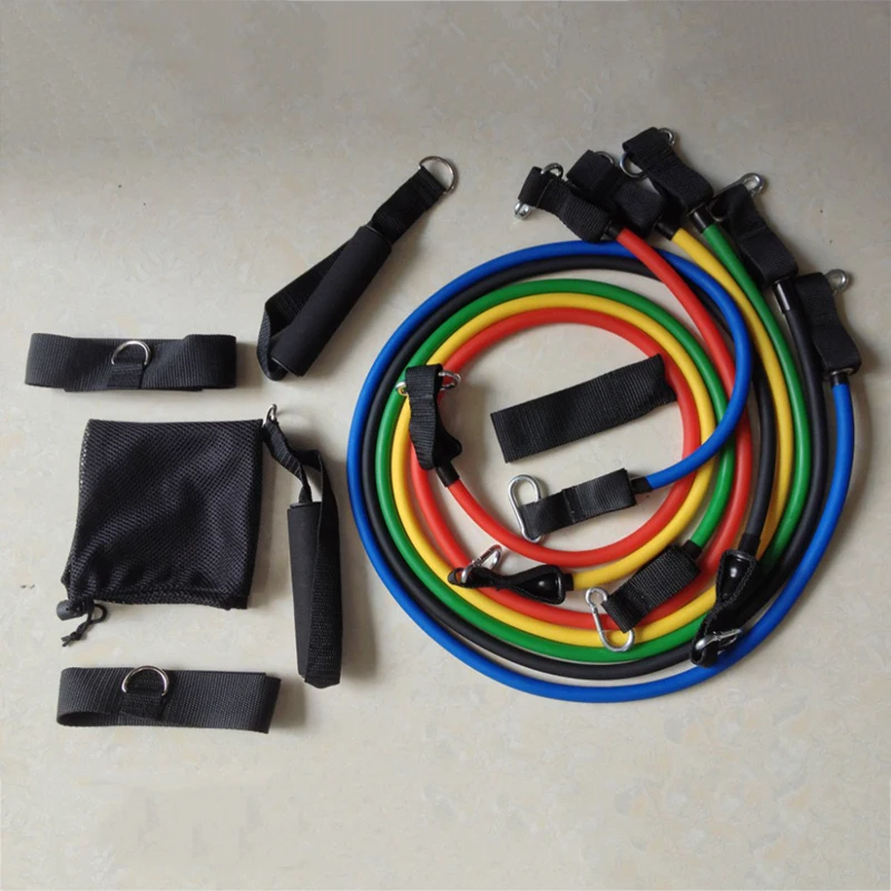 11Pcs/Set 5 Colors Latex Resistance Tube Elastic Exercise Bands Stretch