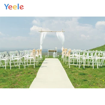 

Yeele Blue Sky White Clouds Wedding Curtain Tables Photography Backgrounds Customized Photographic Backdrops for Photo Studio