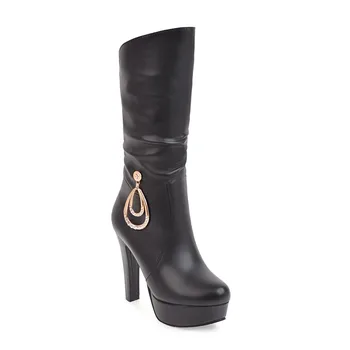 

Knights of fashion female boots in the winter of 2018 waterproof Taiwan high boots in 43 yards with 40-181211