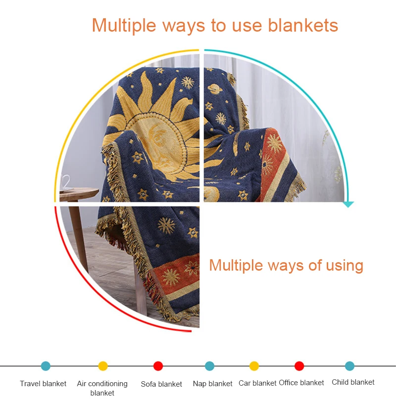 130*180 см Плед s для кровати стул вязаный Индийский стиль Солнце Мандала одеяло для дивана зимний диван покрытие теплый декоративный дом