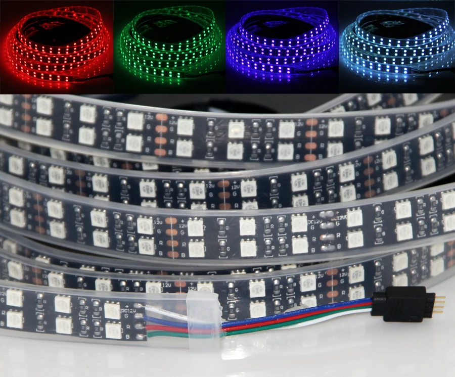 Новая Черная Светодиодная лента PCB RGB 5050 двухрядная черная печатная плата IP67