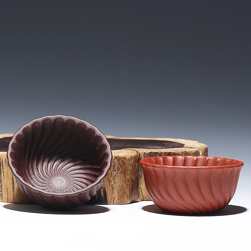 

60ML Yixing Purple Clay Art Teacups for Home Drinkware Chinese Kung Fu Tea Set Raw Ore Zisha Tea Cup Tieguanyin Small Bowls Gift