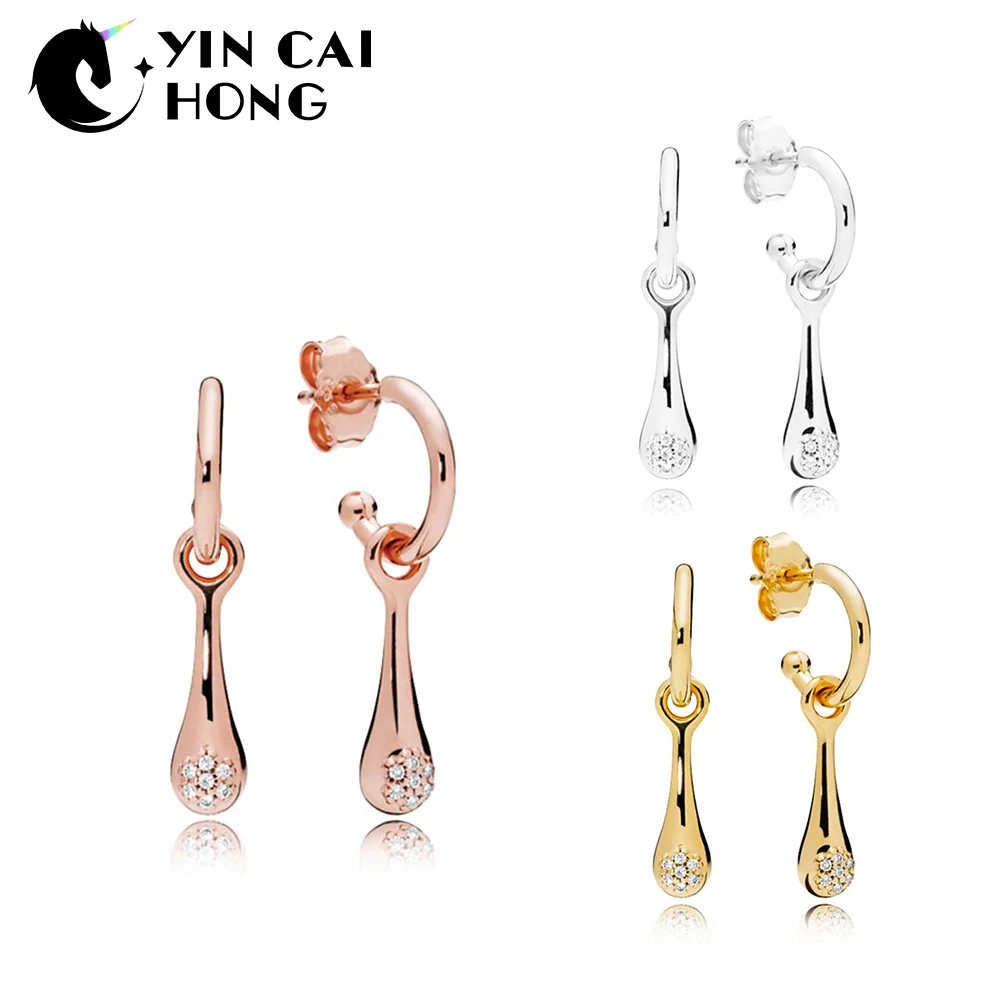 

YCH 100% Sterling silver 1:1 Glamour 267357CZ 287357CZ 297357CZ Charm Earrings Original Women wedding Fashion Jewelry 2018