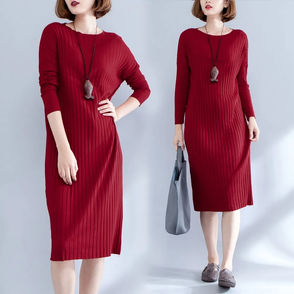 Women Autumn Long Dresses Knitted Clothing Korean Female Sweater Dress 2018 New Long Sleeve Fall Clothing CH794 (5)