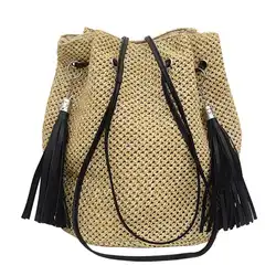 Женская новая Повседневная Соломенная Сумка с кисточками, сумки через плечо, соломенные женские сумки через плечо, сумка через плечо