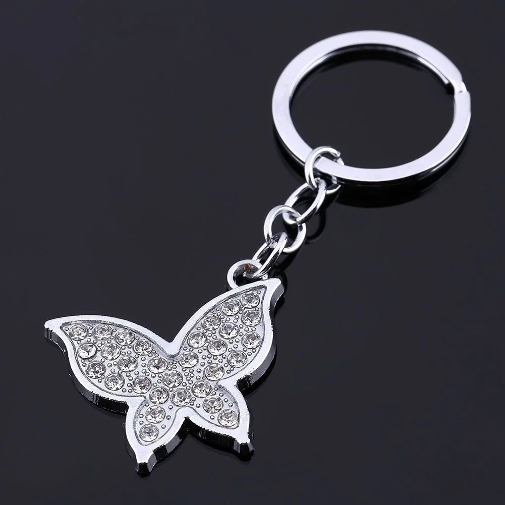 Lovely Butterfly Crystal Rhinestone Metal Key Chain Bag Car Keyring ...