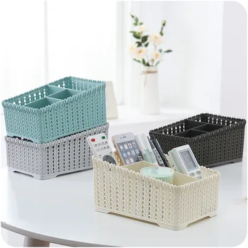 

Creative Nordic Europe Style Desktop Plastic Rattan Storage Basket Multi-Grid Bathroom Cosmetic Jewelry Sundries Storage Basket
