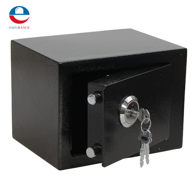 Durable Strong Iron Steel Black Key Operated Security Money Cash Safe Box Home Office House New