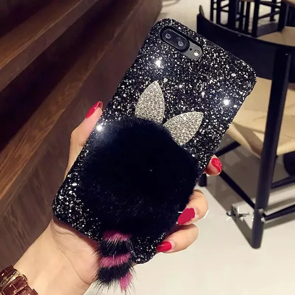 For-iPhone-6-6S-7-8-Plus-X-Luxury-Glitter-Fashion-Bling-Ear-Cute-Tail-Bow (4) - 