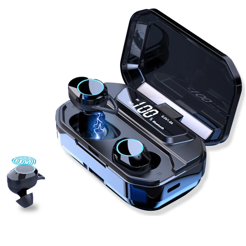 Hot G02 Tws Wireless Earphones 5.0 Bluetooth 9D Stereo Earphone Ipx7 Waterproof Earphones 3300Mah Led Smart Power Bank Phone H