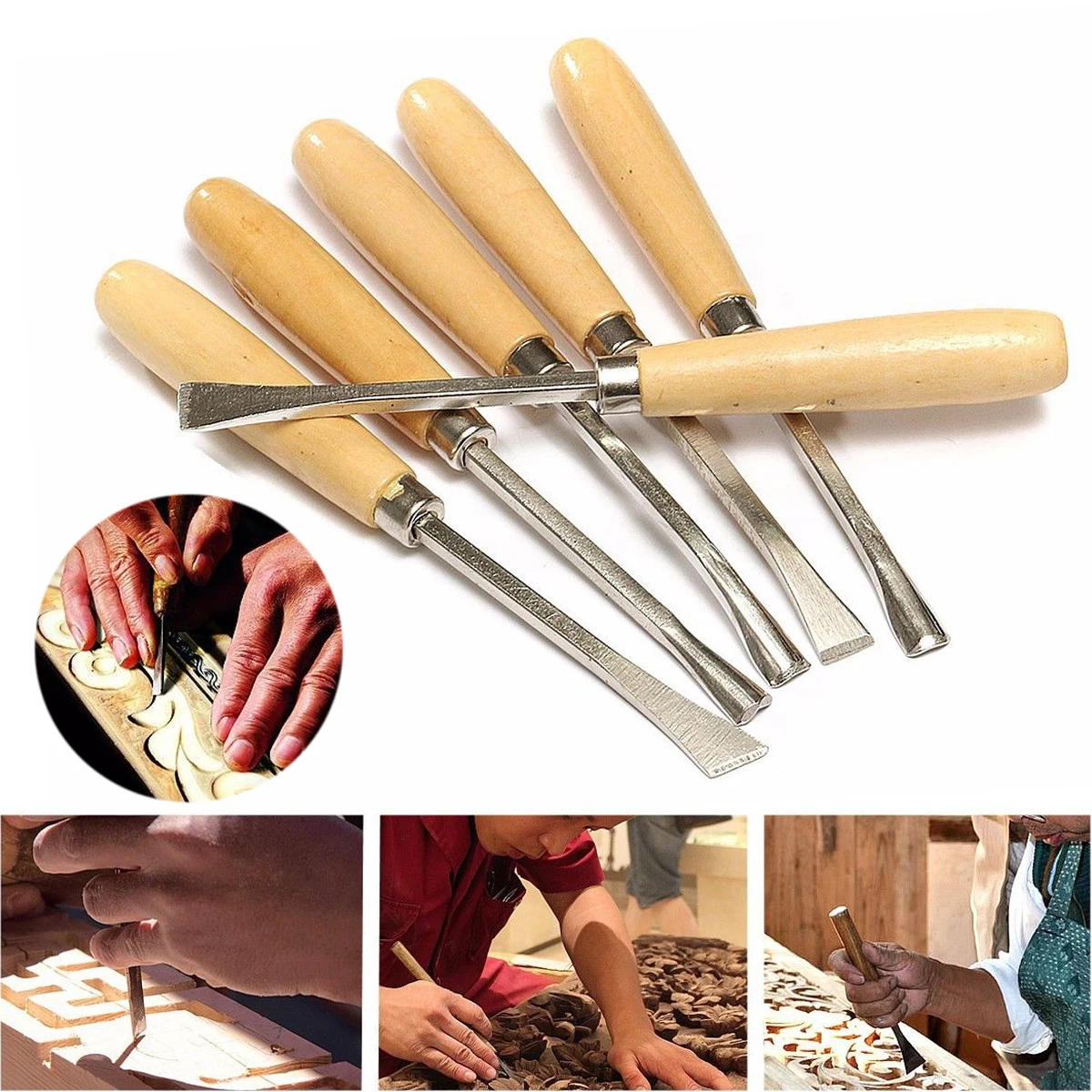 

6pcs New Woodworking Wood Carving Tool Hand Chisel Hobby DIY Gouges Model Making
