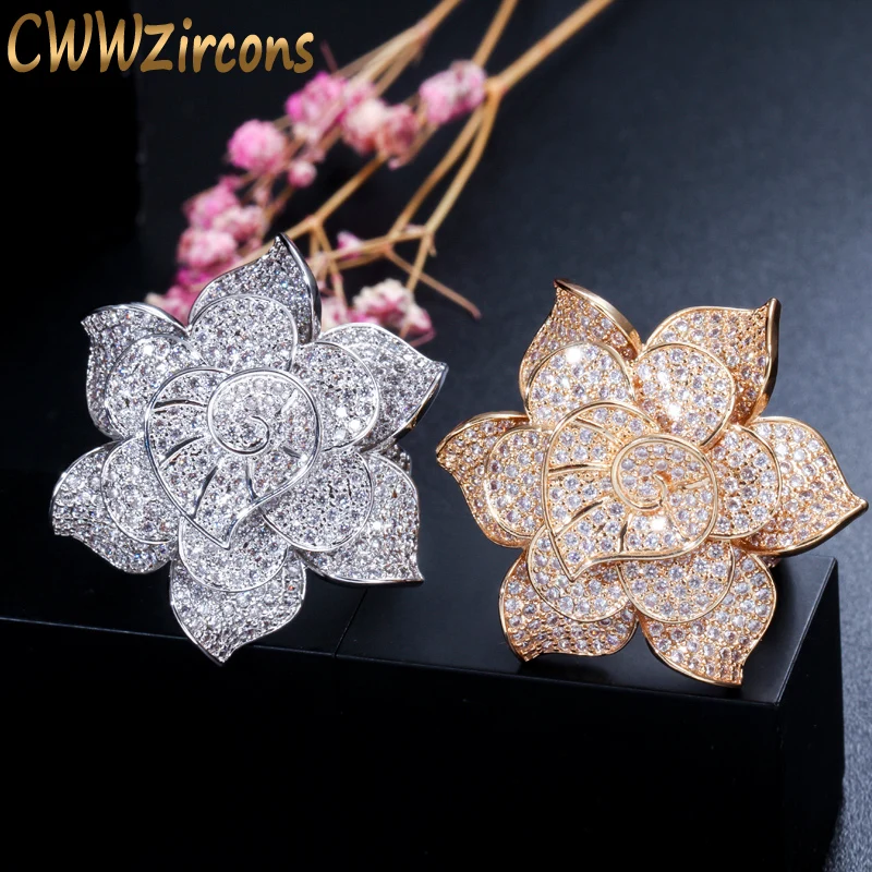 Женское кольцо с кубическим цирконием CWWZircons желтое/Золотое большим