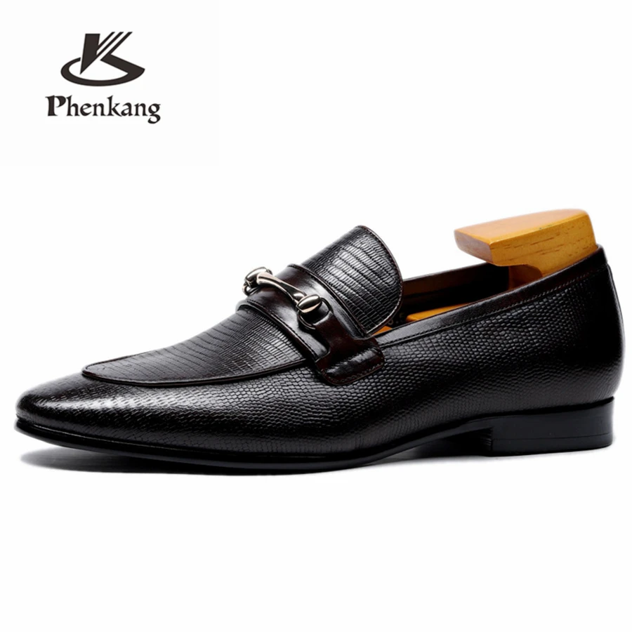 

Men leather shoes business dress suit shoes men brand Bullock genuine leather black wedding mens shoes black Phenkang