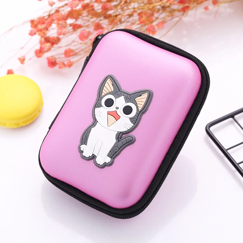 

Cute Cat Printed Zipper Coin Purse EVA Silicone Earphone Holder Bags Anime Cartoon Rectangle Large Capacity Gift Coin Key Wallet