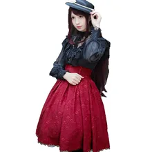 Винтажная Готическая хлопковая Жаккардовая юбка с высокой талией, костюм викторианского стиля для женщин, платье в стиле Лолиты средней длины, пояс со сборкой на шнуровке для девушек