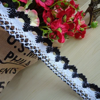 

(40mm x 50 yards) Zakka Style 100% Cotton Lace Ribbon, Sewing Lace, Double color Lace Webbing, Lace ribbon Trim Free shipping