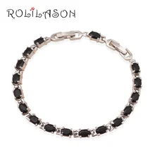 ROLILASON Романтический Простой шик черный оникс кристалл серебро Браслеты для женская Мода jewelry TBS723