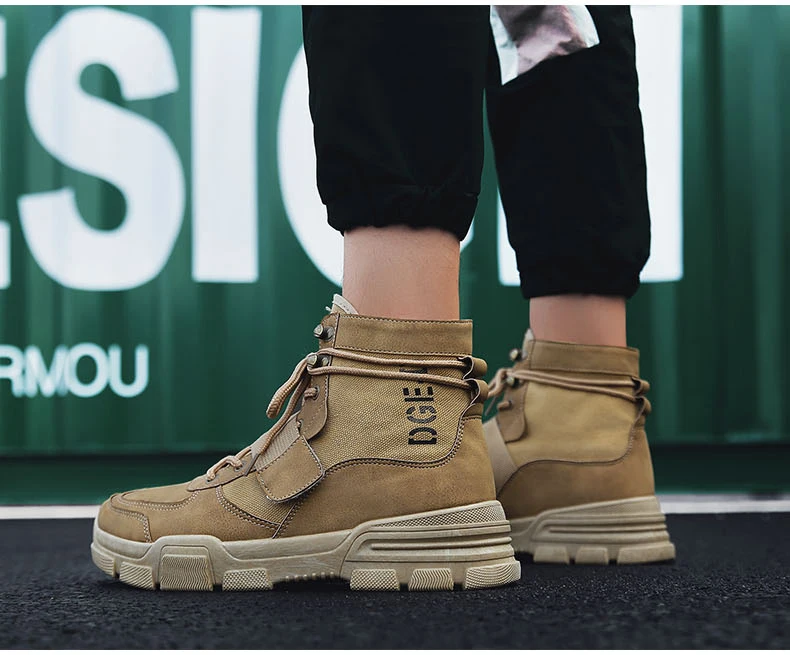 Mens Military Boots' Casual Motorcycle Men Boots Ankle Casual Shoes High Quality Winter Boots Men With Fur Snow Boot Black Brand (8)