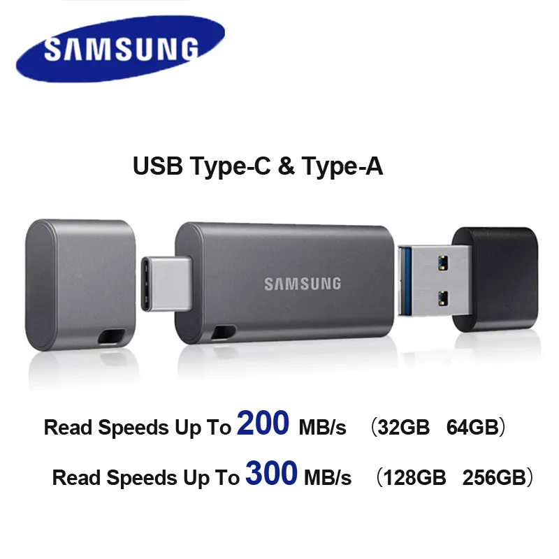 Флеш-накопитель Samsung DUO Plus USB 3,1, 32 ГБ, 64 ГБ, 128 ГБ, 256 ГБ, металлическая карта памяти типа C, флешка для смартфона, планшета, компьютера