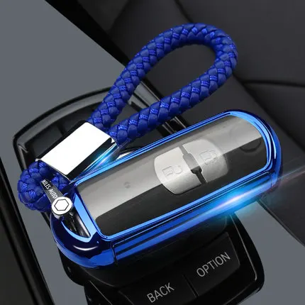 TPU Car key fob cover case protect for Mazda 2 mazda 3 mazda 5 mazda 6 CX-3 CX-4 CX-5 CX-7 CX-9 Atenza Axela MX5 Car styling - Название цвета: blue with keychain