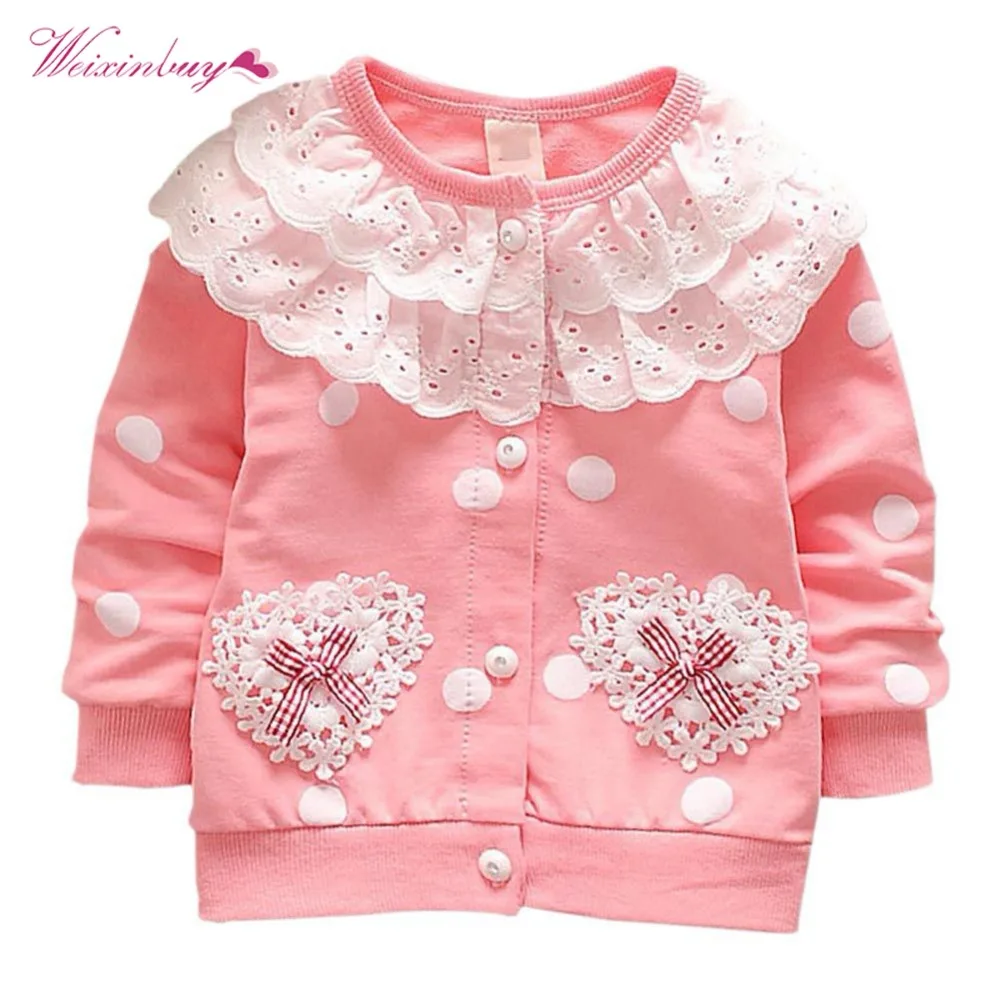 

WEIXINBUY Double Lace Pocket Baby Girls Coats Toddler Single Row Button Warm Autumn Winter Jacket Hoodies Sweatshirts
