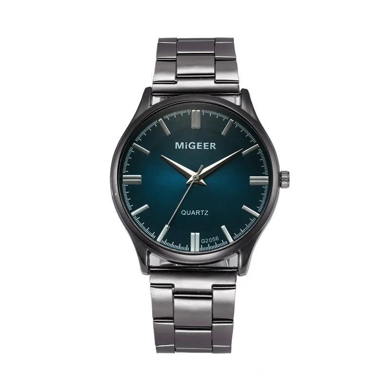 Часы мужские стальные модные MIGEER Кристалл Бизнес Шарм Аналоговый кварцевые браслет для наручных часов Relogio Masculino A2