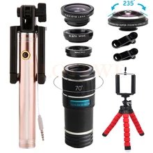 Новейший комплект для объектива телефона 12X телеобъектив зум линзы 235 градусов рыбий глаз широкоугольный Макро Рыбий глаз lentes для iPhone 7 Xiaomi samsung