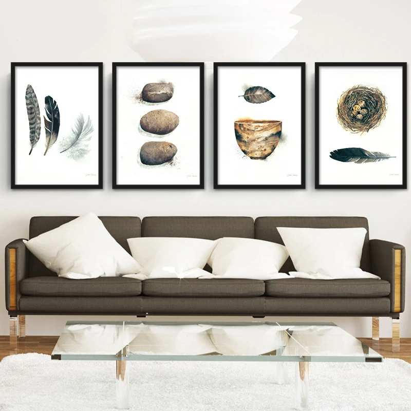 

Modern Retro Home Decorative Feather Canvas Painting Wall Pictures For Living Room Bedroom Wall Art Posters and Prints No Frame