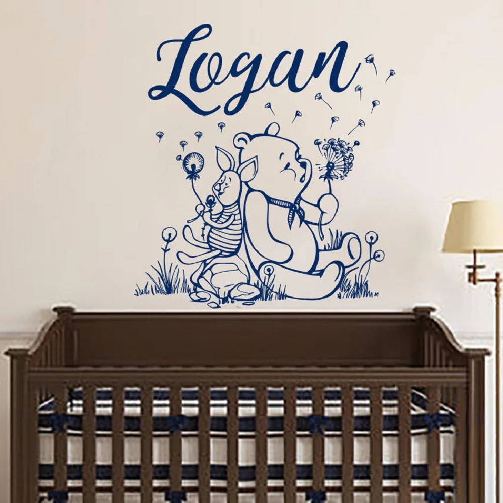 Winnie-De-Pooh-Muurtattoo-Gepersonaliseerde-Jongen-Naam-Art-Vinyl-Sticker-Voor-Kinderkamer-Decoratie-Mural-Nursery-Slaapkamer