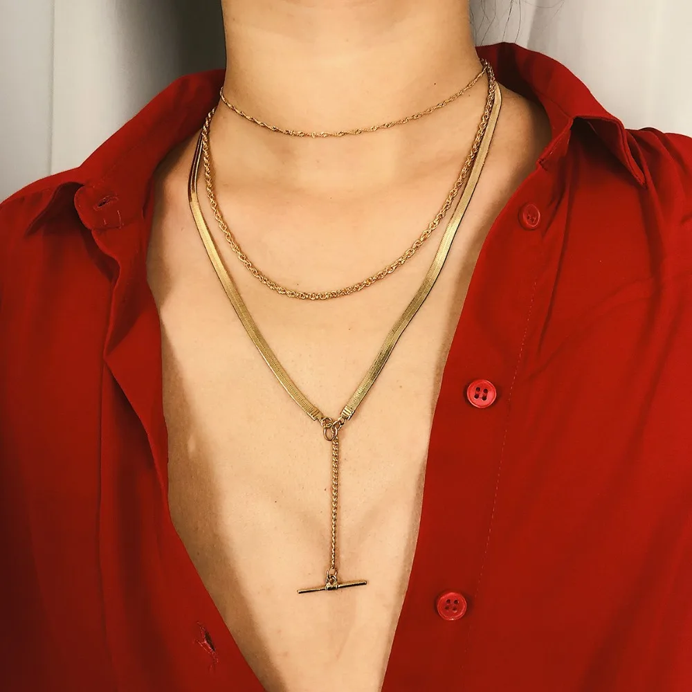 

Dress Multilayers Chokers Necklace For Women Punk Snake Chain Geometric Pendant & Necklace Collar Femme Statement Party Jewelry