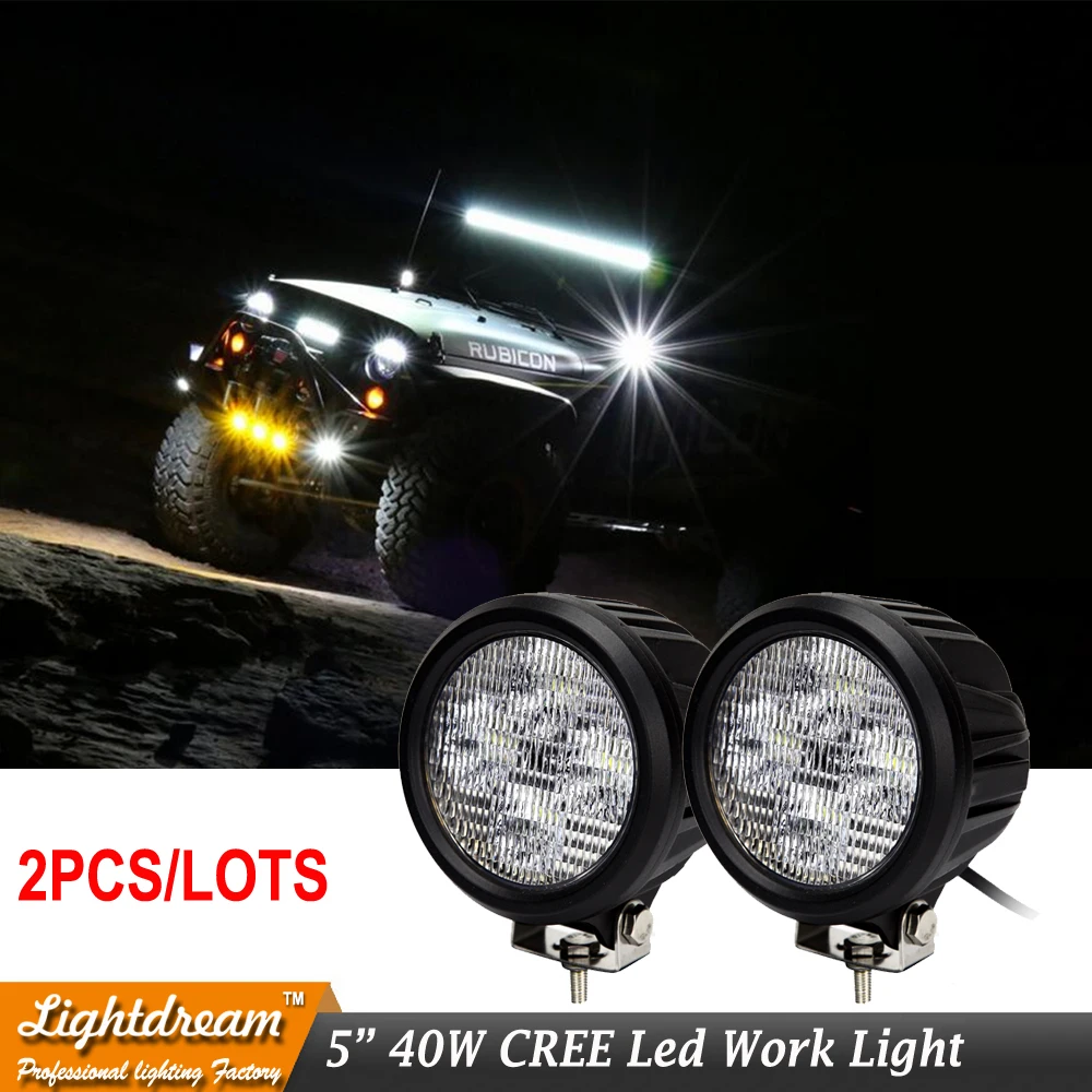 5" inch 40W Led Driving Light Offroad Spot Flood Beam 4x4 Truck ATV Motorcycle Light 12V 24V