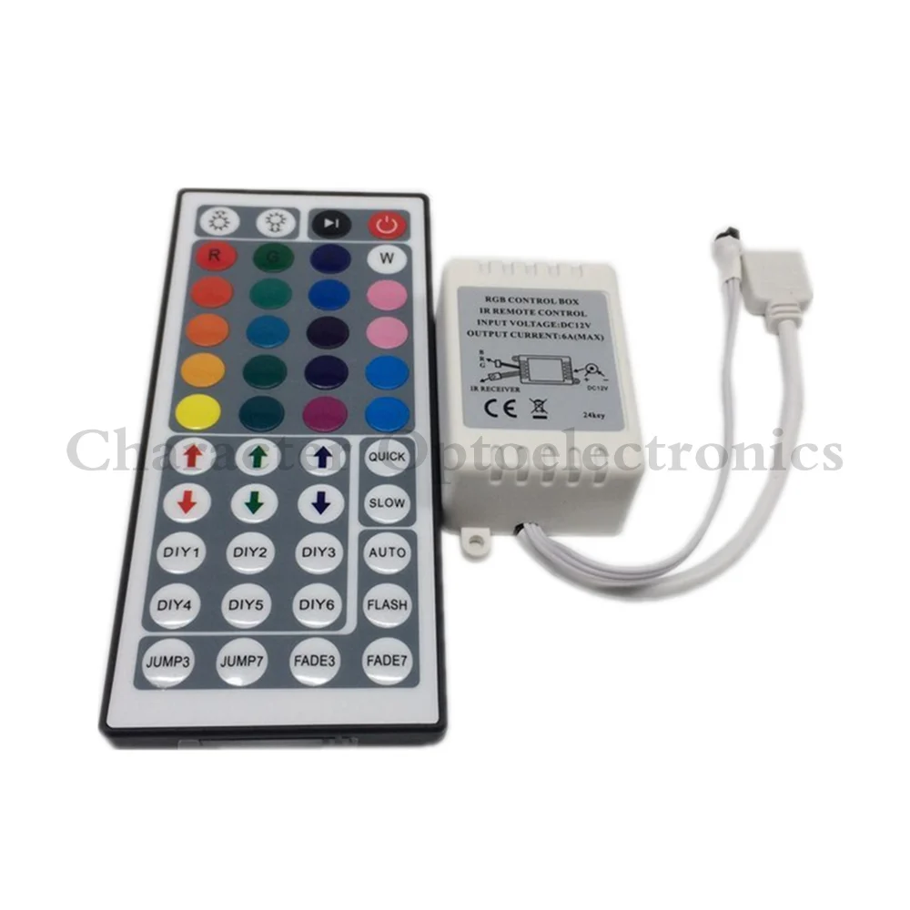 44 Keys Dual Connectors IR Remote RGB Controller Output DC12V 2 Ports Dimmer For 3528 5050 SMD RGB LED Strip light Control