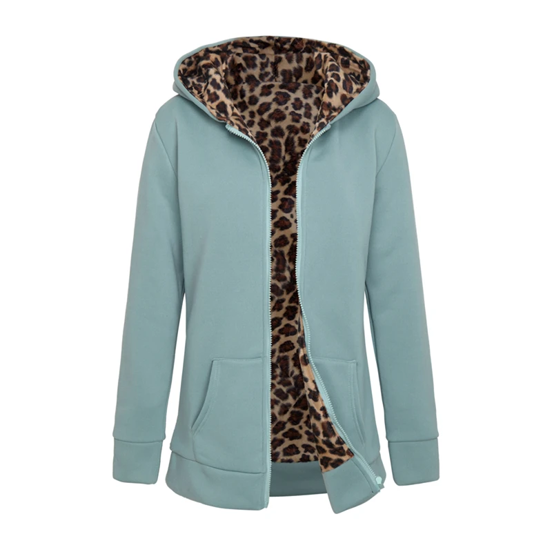 

New jacket winter ladies hooded Sweatshirt plus velvet thick double warm fleece casual long-sleeved solid coat Harajuku hoodie