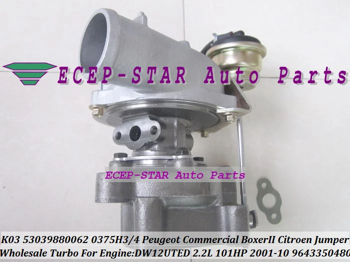 K03 53039880062 53039700062 9643350480 0375H3 0375H4 Turbo Turbocharger For Peugeot Commercial Boxer II For Citroen Jumper 01-10 DW12UTED 2.2L 101HP