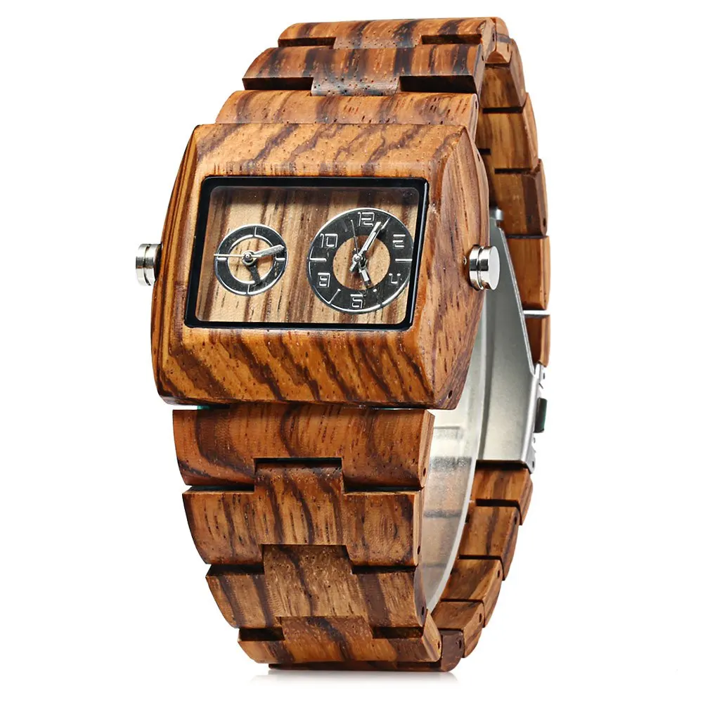 BEWELL-Quartz-Watch-Men-Wood-Watches-Dual-Time-Zones-Male-Dress-Watches ...
