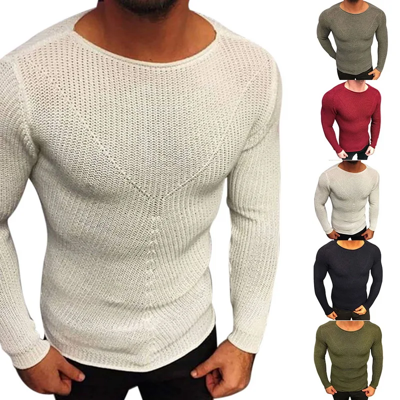 NIBESSER плюс размеры для мужчин свитер модные однотонные Slim Fit мужские свитера повседневное с длинным рукавом осень круглый средства ухода за