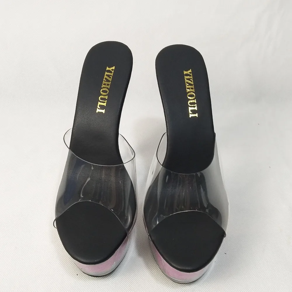 Summer crystal purple platform slippers, 15cm ultra-fine high heels 6in heels for women, high-heeled slippers