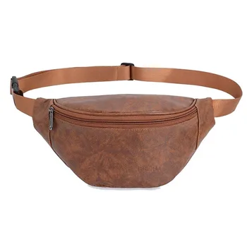 

Casual Neutral Outdoor Zipper Leather Messenger Bag Sport Chest Bags waist pack Sequin leisure travel Versatile #75