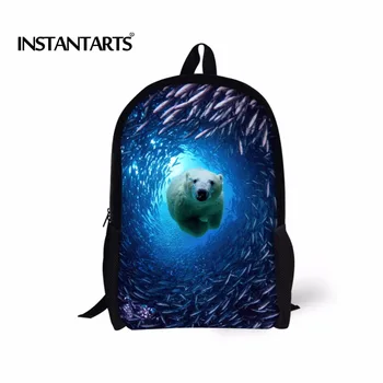 

INSTANTARTS New Fashion Ocean Animal Printing School Bags For Teenagers Boys Children Schoolbag Backpack Best Gift Bag Mochila