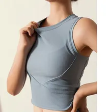 Укороченный топ, тонкая рубашка без рукавов для занятий йогой, женская жилетка с v-образным вырезом и перекрестным пилатесом, эластичная майка с круглым вырезом для фитнеса, женская одежда для спортзала