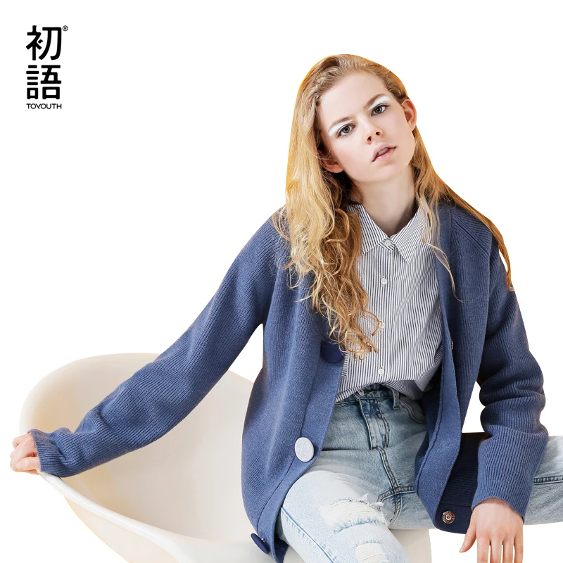 

Toyouth Autumn Sweater Medium-long Cardigan Outerwear Sweater Fashion Long Sleeve Knitted Cardigan female Sweaters Plus Size