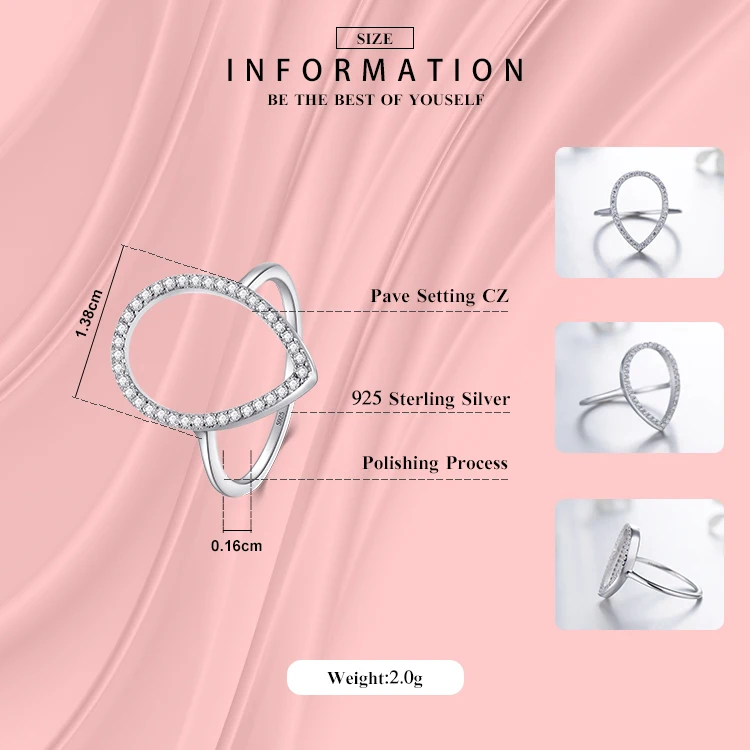Engagement rings fashion rings fashion ring finger rings Modian new fashion Instagram pear water drop classic ring engagement jewelry sparkling 925 sterling silver rings for women