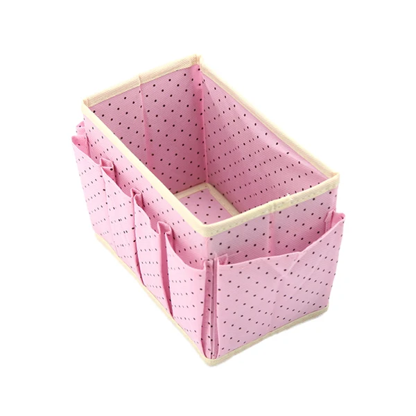 Нетканый ящик для хранения нижнего белья Носок Бюстгальтер Нижнее Белье Галстуки ящик разделитель Органайзер Чехол шкаф отделка контейнер для хранения с держателем - Цвет: Desktop Box Pink