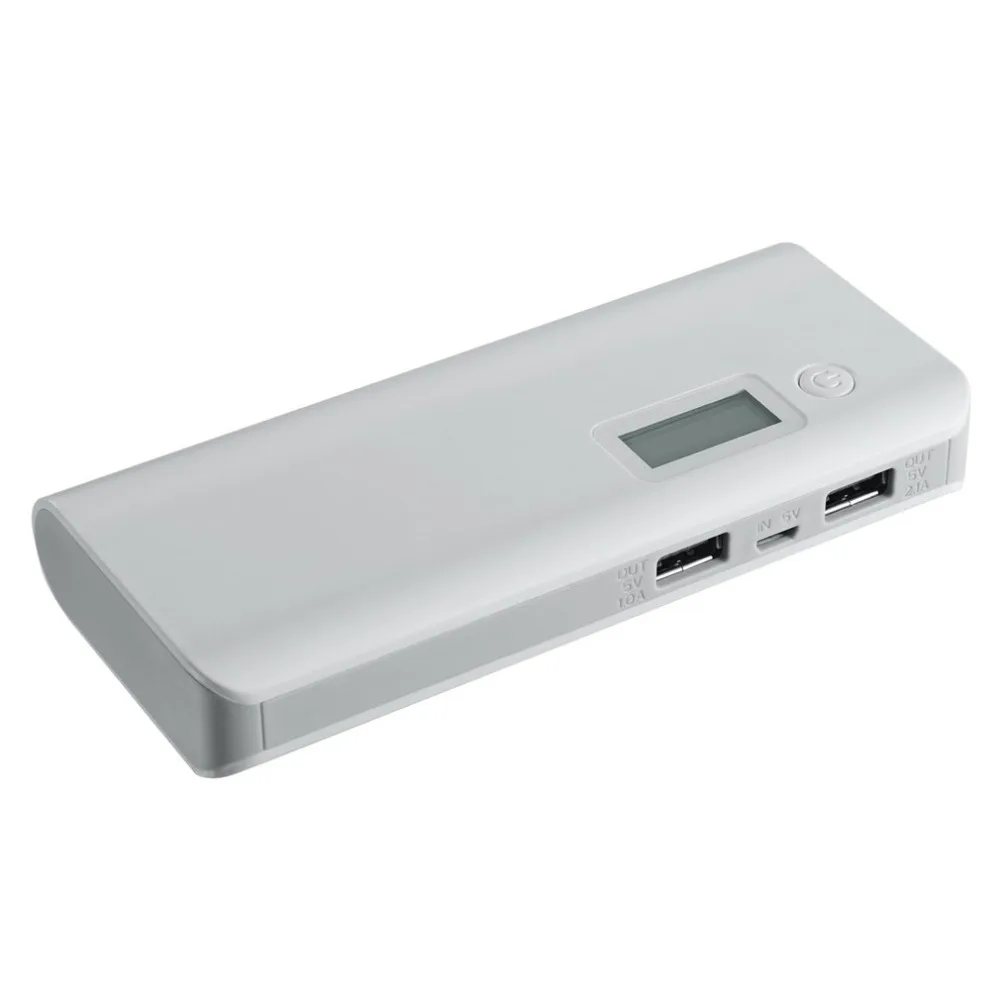 

New 10000mAh Power Bank Digital Display Dual USB Powerbank 5V 2.1A with LED Lamp External Battery for Phone Tablet White
