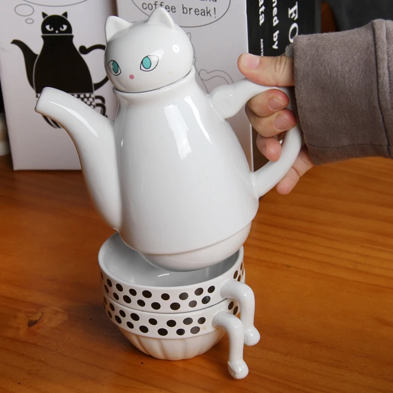 Японский кот чайные горшки милые Кофейные Наборы креативный мультфильм чайный горшок чашка керамическая домашняя молочная кружка милый японский чайник 1 горшок и 2 чашки