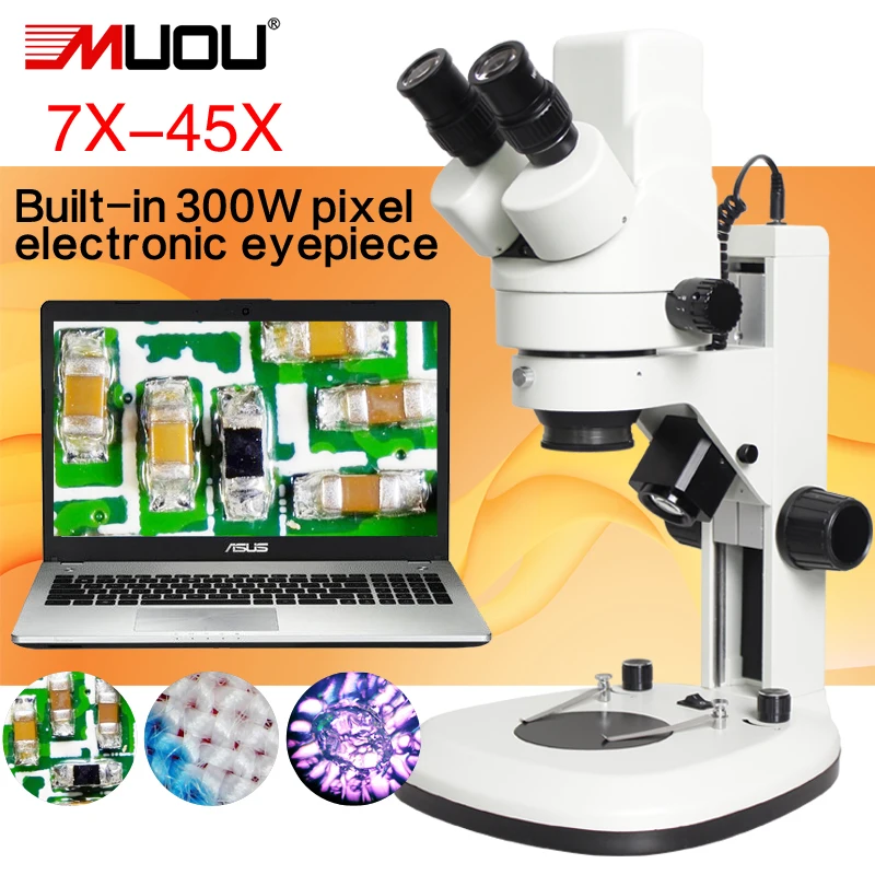MUOU Continuous zoom digital stereo microscope can take pictures/Connect the computer/ with