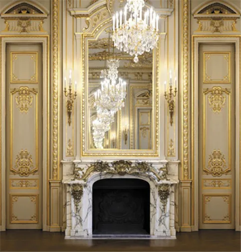 

10x10FT Indoor Fireplace Chandelier Lamp Mirror Candles Pattern Wall Wedding Custom Photo Background Studio Backdrops Vinyl 3x3m